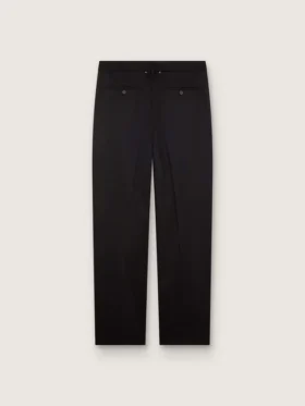Pantalones para hombre de lana fresca negra con raya lateral de satén