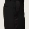 Pantalones para hombre de lana fresca negra con raya lateral de satén
