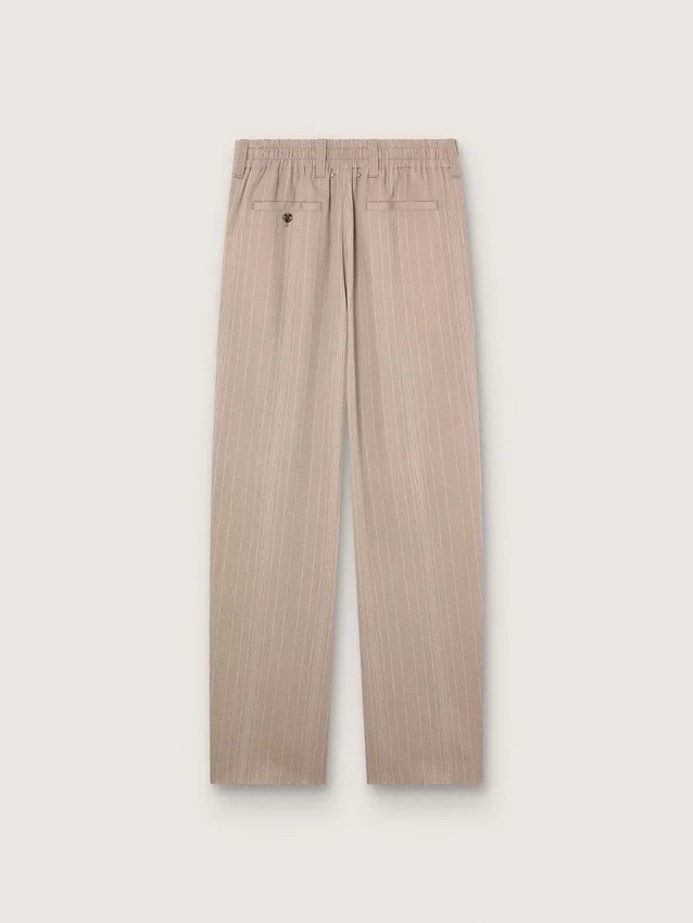 Pantalones para hombre en mezcla de lana gris con motivo de rayas finas