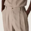 Pantalones para hombre en mezcla de lana gris con motivo de rayas finas