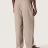 Pantalones para hombre en mezcla de lana gris con motivo de rayas finas