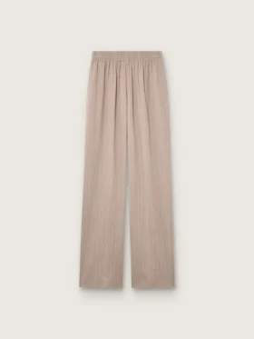 Pantalones para mujer en mezcla de lana gris con motivo de rayas finas y cintura elástica