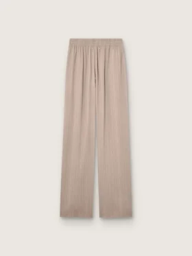 Pantalones para mujer en mezcla de lana gris con motivo de rayas finas y cintura elástica