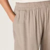 Pantalones para mujer en mezcla de lana gris con motivo de rayas finas y cintura elástica