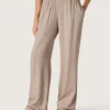 Pantalones para mujer en mezcla de lana gris con motivo de rayas finas y cintura elástica