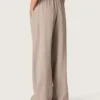 Pantalones para mujer en mezcla de lana gris con motivo de rayas finas y cintura elástica