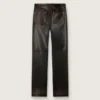 Pantalones para mujer en napa color burdeos oscuro con acabado vintage