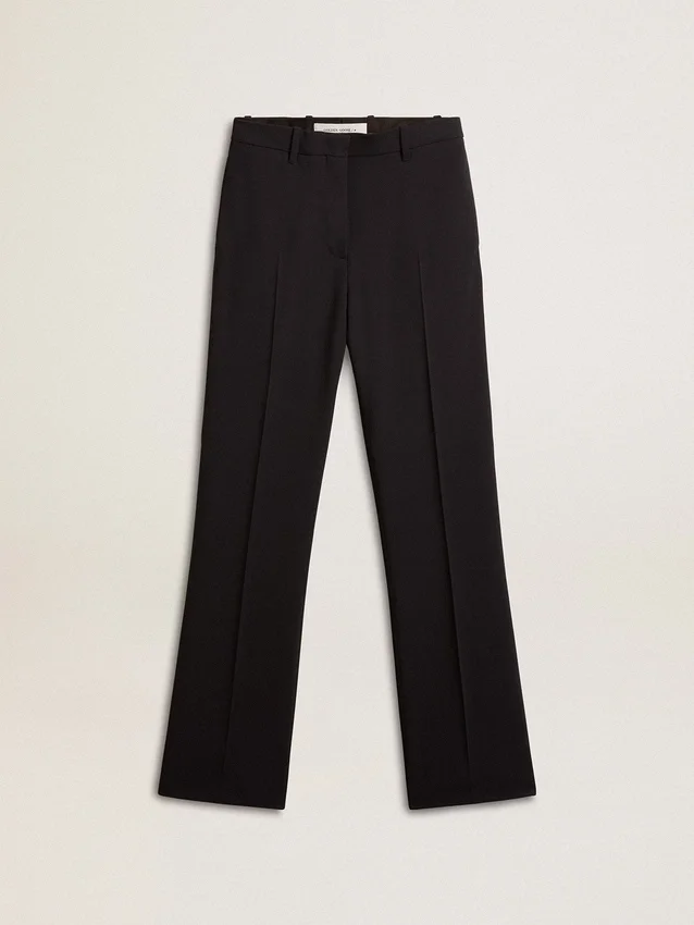 Pantalones suaves de mujer en azul oscuro, de mezcla de lana