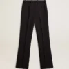 Pantalones suaves de mujer en azul oscuro, de mezcla de lana