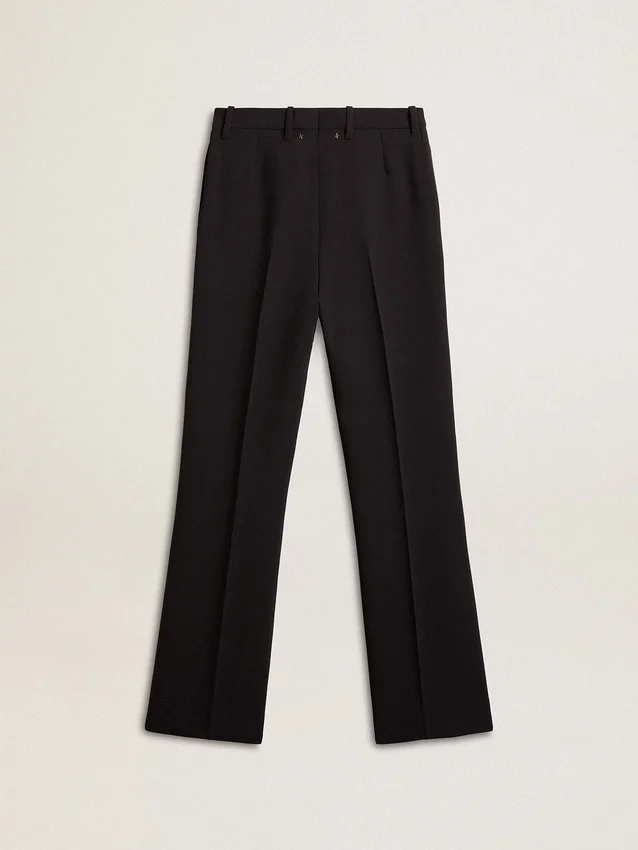 Pantalones suaves de mujer en azul oscuro, de mezcla de lana