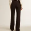 Pantalones suaves de mujer en azul oscuro, de mezcla de lana