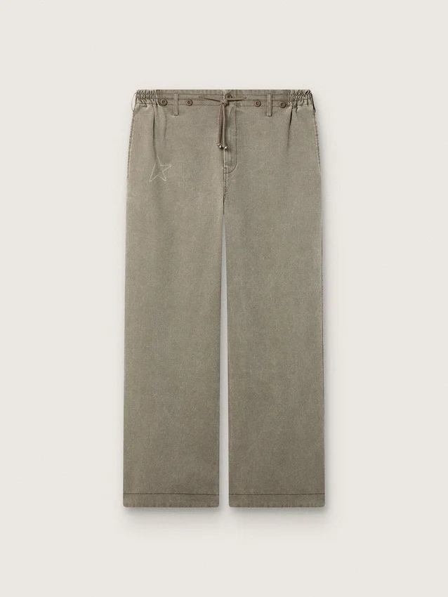 Pantalones unisex de mezclilla gris con cordón y estrella