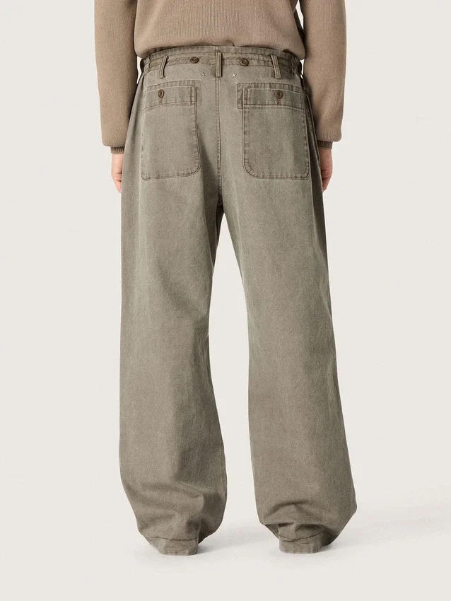 Pantalones unisex de mezclilla gris con cordón y estrella