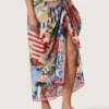 Pañuelo de algodón con estampado multicolor