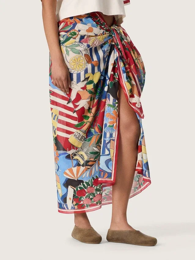 Pañuelo de algodón con estampado multicolor