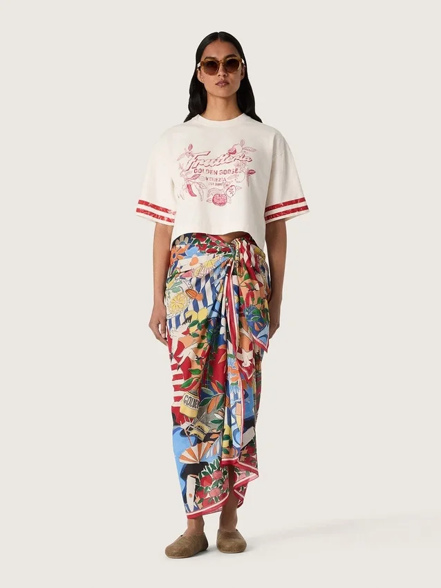 Pañuelo de algodón con estampado multicolor