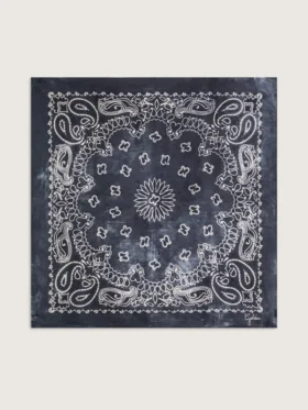 Pañuelo gris antracita con estampado de paisley