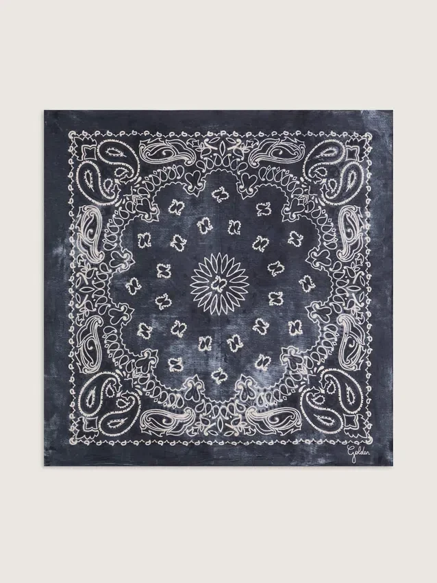 Pañuelo gris antracita con estampado de paisley