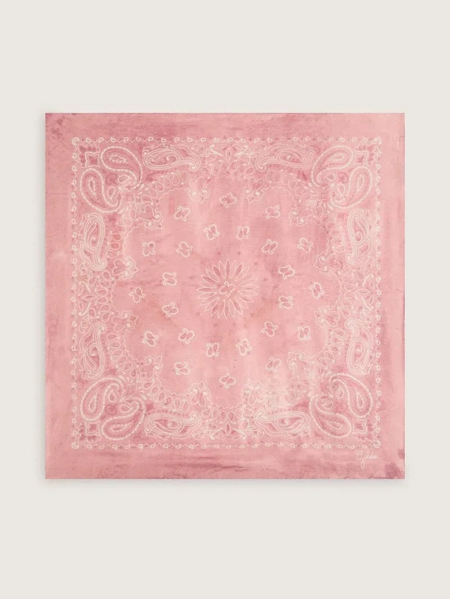 Pañuelo rosa antiguo con estampado de paisley