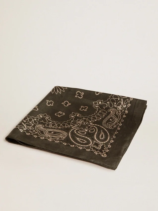 Pañuelo verde musgo con estampado de paisley