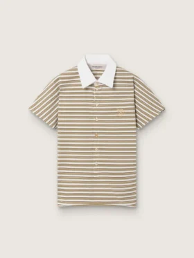 Polo de mujer en jersey a rayas con cuello en contraste
