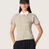 Polo de mujer en jersey a rayas con cuello en contraste