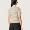 Polo de mujer en jersey a rayas con cuello en contraste