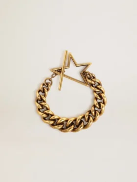 Pulsera de cadena decreciente en oro antiguo con cierre en forma de estrella