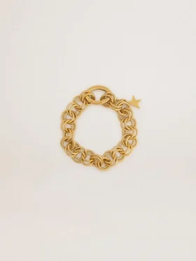 Pulsera de cadena tejida en color oro antiguo con cierre en forma de estrella