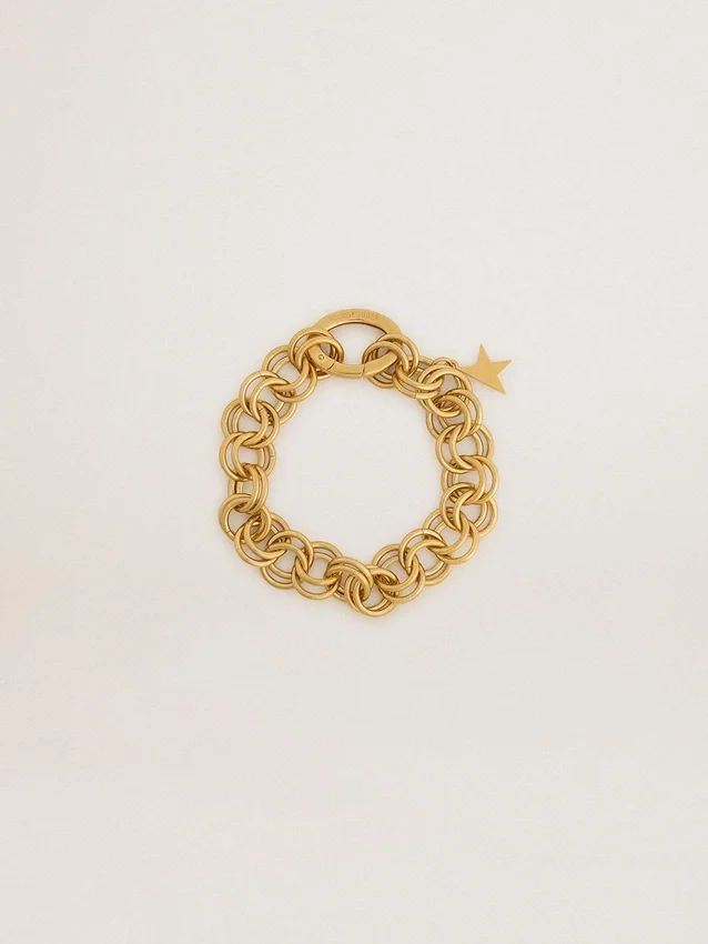 Pulsera de cadena tejida en color oro antiguo con cierre en forma de estrella