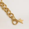 Pulsera de cadena tejida en color oro antiguo con cierre en forma de estrella