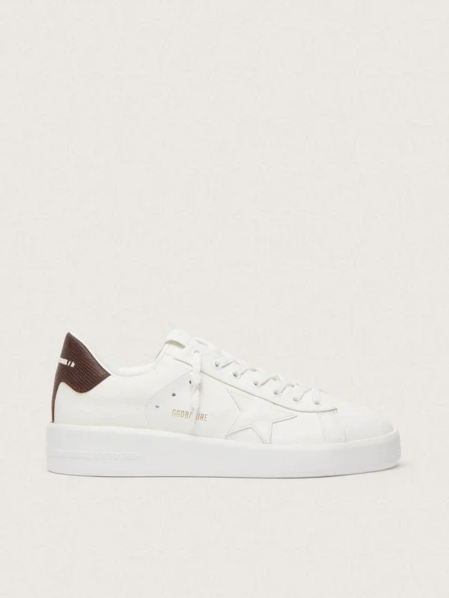 Purestar con estrella blanca y lengüeta en el talón con estampado de lagarto color burdeos