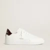 Purestar para hombre con estrella de cuero blanco y lengüeta del talón de cuero con estampado de cocodrilo color burdeos