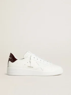 Purestar para hombre con estrella de cuero blanco y lengüeta del talón de cuero con estampado de cocodrilo color burdeos