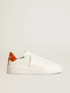 Purestar para hombre con estrella de cuero blanco y lengüeta del talón naranja
