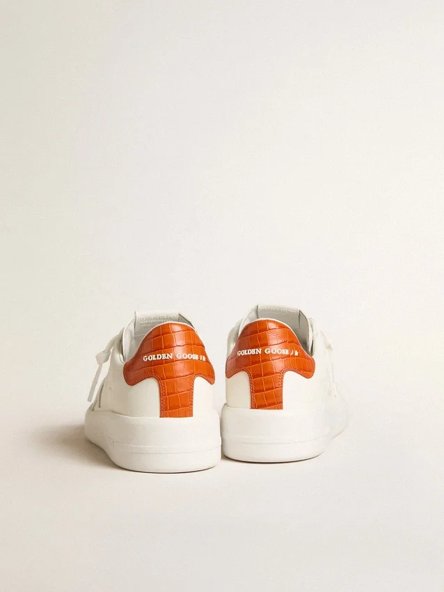 Purestar para hombre con estrella de cuero blanco y lengüeta del talón naranja