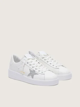 Purestar para mujer en cuero blanco con estrella de cristales Swarovski plateados