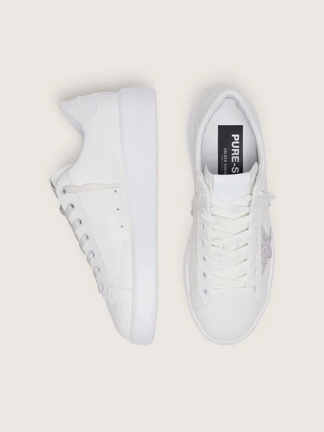 Purestar para mujer en cuero blanco con estrella de cristales Swarovski plateados