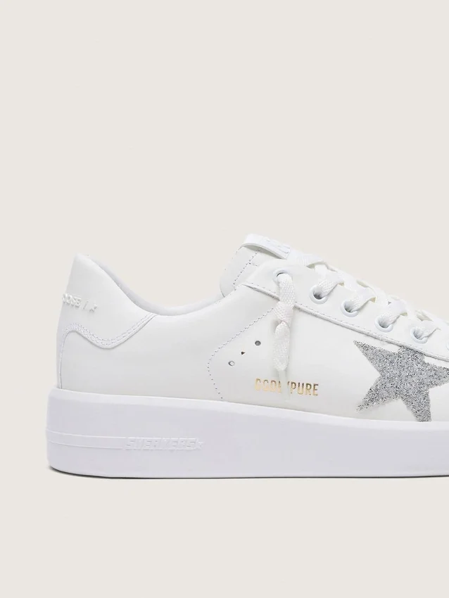 Purestar para mujer en cuero blanco con estrella de cristales Swarovski plateados