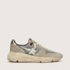 Running Sole en gamuza gris con estrella blanca y lengüeta trasera blanca