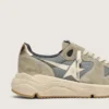 Running Sole en gamuza gris con estrella blanca y lengüeta trasera blanca