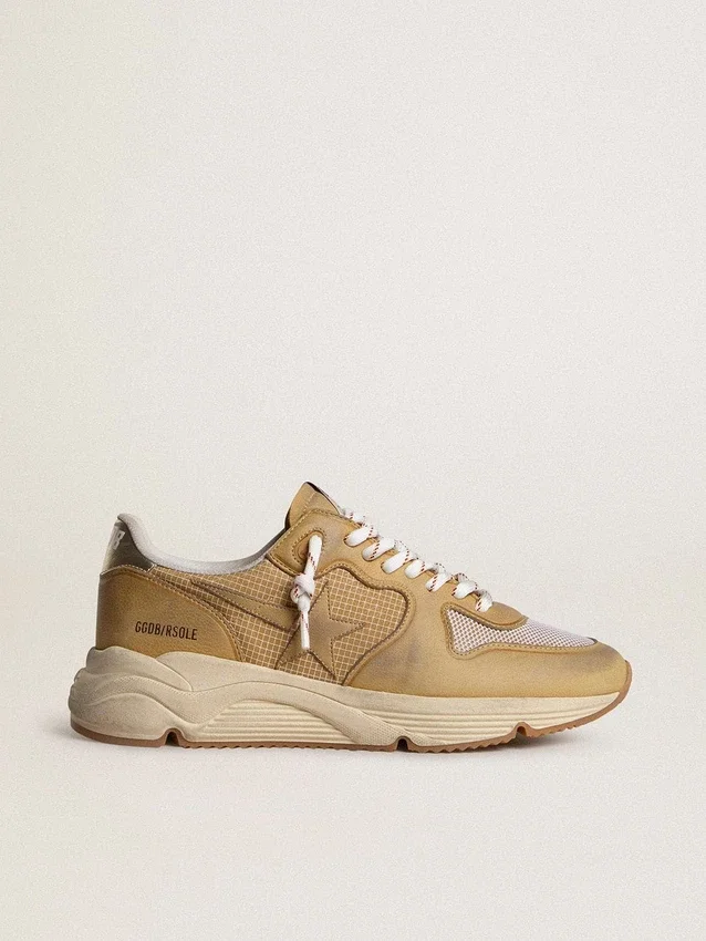 Running Sole en nubuck beige con estrella de cuero beige