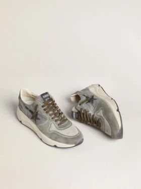 Running Sole para hombre en nylon azul claro con estrella negra y lengüeta del talón de cuero verde