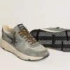 Running Sole para hombre en nylon azul claro con estrella negra y lengüeta del talón de cuero verde