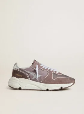 Running Sole para mujer en nylon y gamuza color lavanda con estrella estampada y lengüeta de talón de cuero plateado