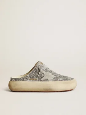 Sabot Space-Star para mujer en glitter con estrella y lengüeta en gris hielo