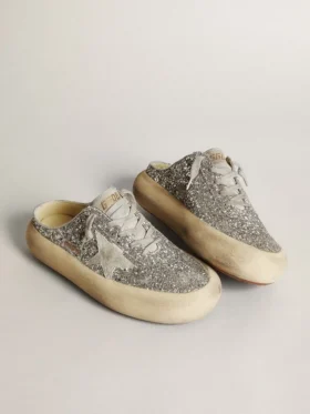 Sabot Space-Star para mujer en glitter con estrella y lengüeta en gris hielo