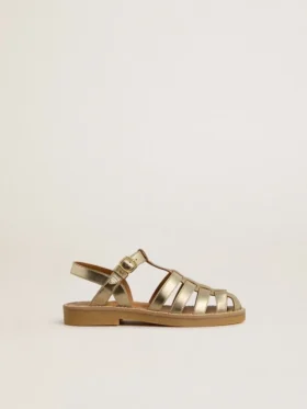 Sandalias Maxime Junior en cuero dorado