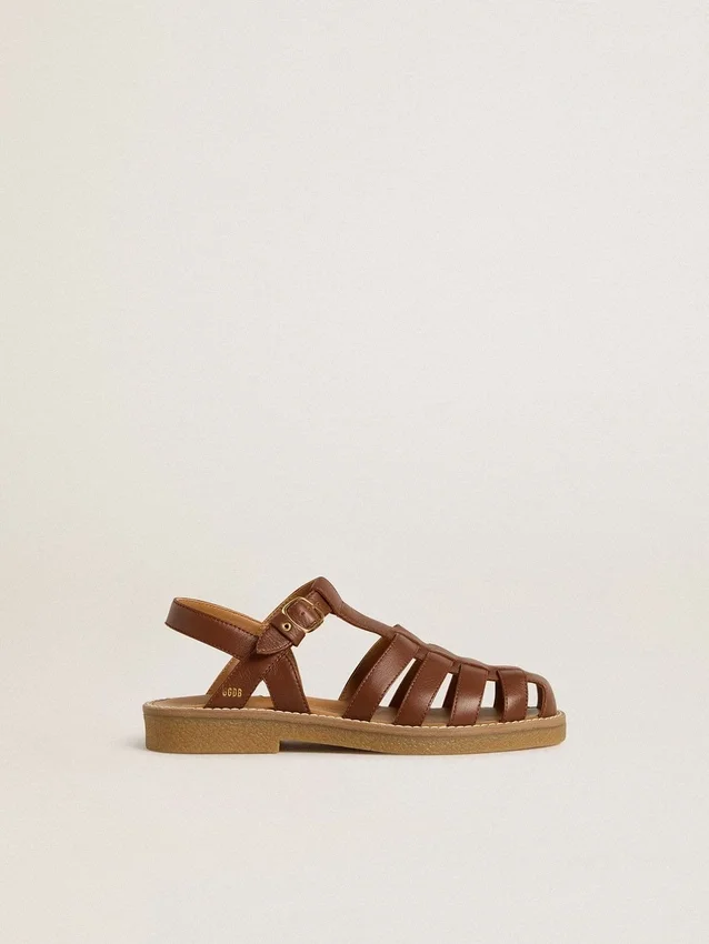 Sandalias Maxime Junior en cuero marrón
