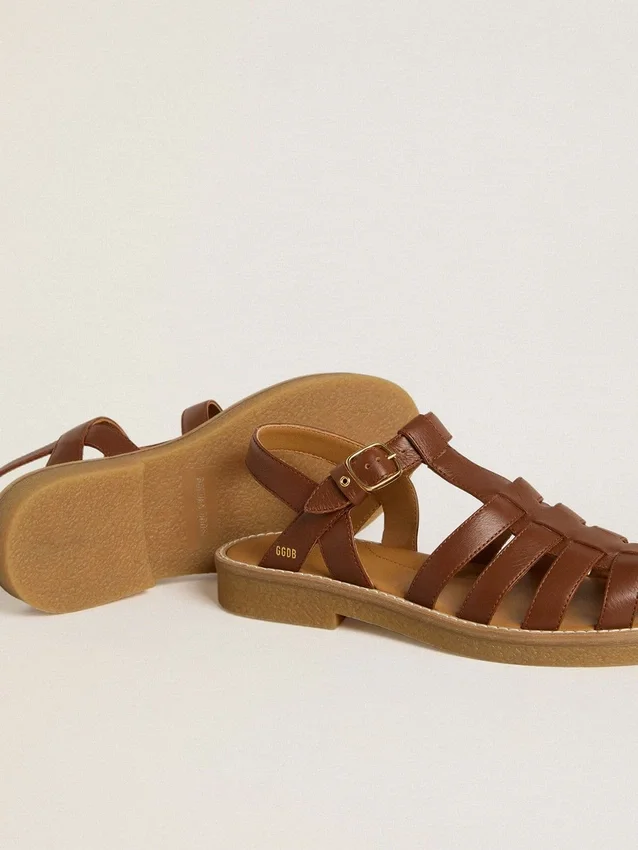 Sandalias Maxime Junior en cuero marrón